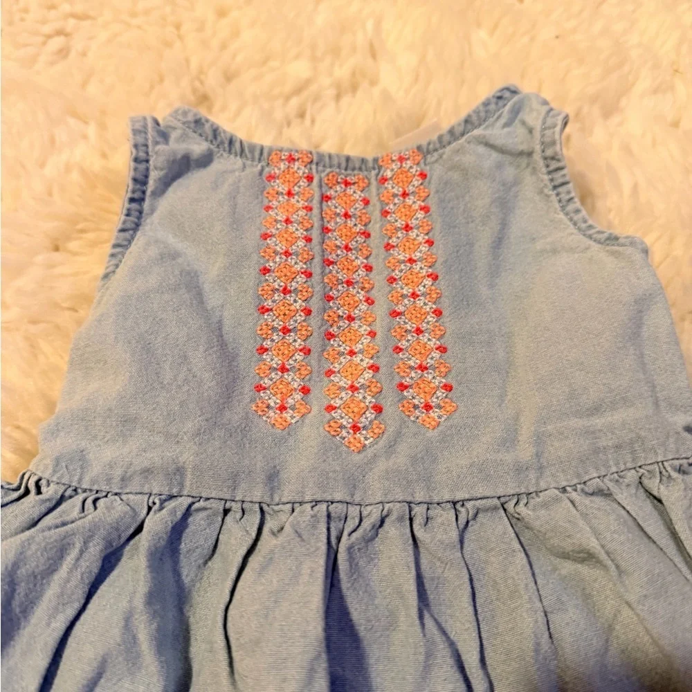 Carter's Light Blue Dress with Pink Embroidery